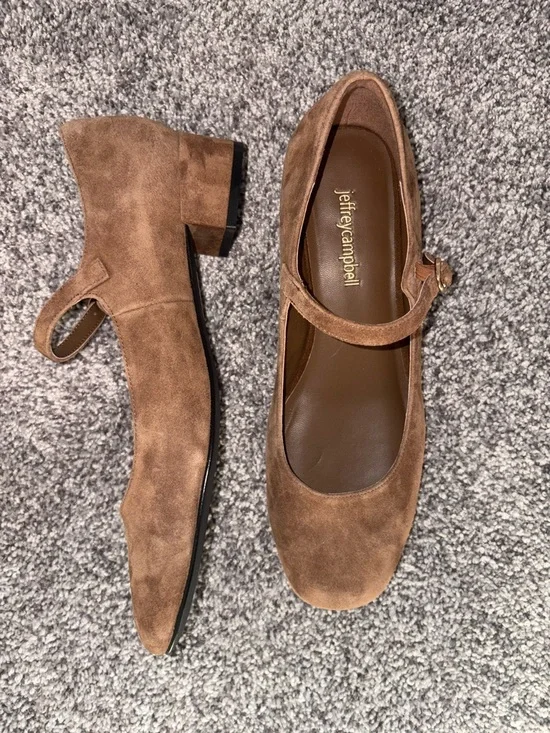 Jeffrey Campbell Suede Mary Jane Flats in Brown - Picture 2 of 4